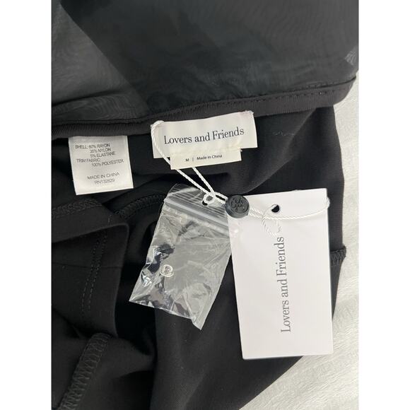 Lovers & Friends Sofi Top Blouse Sheer Sweetheart bow Black Size Medium NEW - Picture 7 of 7